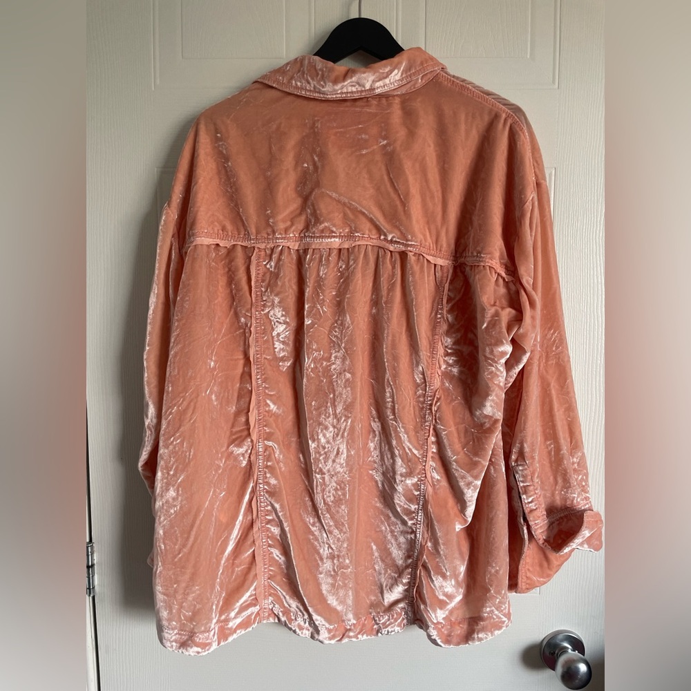 Free People Marianne Velvet Shirt Pink M - Picture 9 of 15